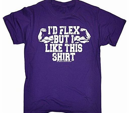 Sex Weights Protein Shakes SWPS Mens ID FLEX BUT I LIKE THIS (S - PURPLE) LOOSE FIT T-SHIRT