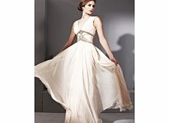 Sexy V-neck Sleeveless Tencel Evening Dresses -