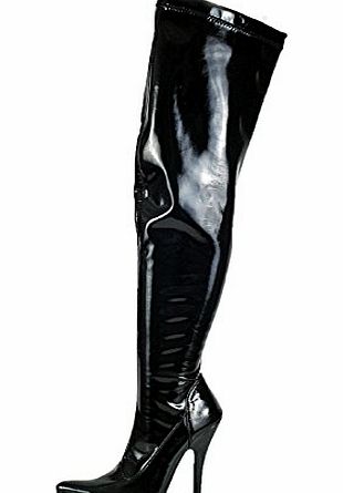 Sexyca Ladies Patent Black Thigh High Heel Stiletto Boots Mens Size UK10 EU44