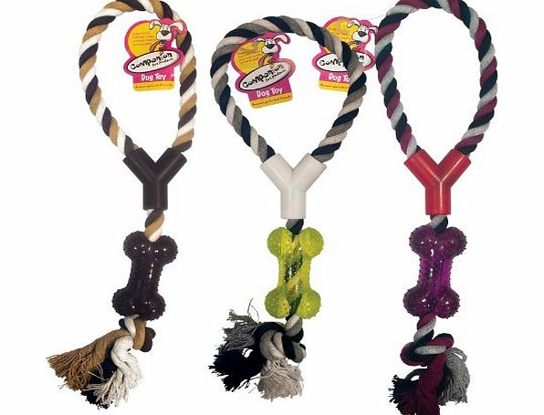 sf-world NEW PET DOG PULL TOY BONE HANDLE TUGGER CHOOSE COLOUR (brown)
