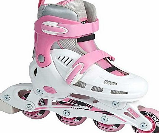 SFR Cyclone White/Pink Kids Adjustable Inline Skates UK 3-6