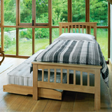 SHD 90cm Heywood Single Guest Bed in Rubberwood with Oak Finish
