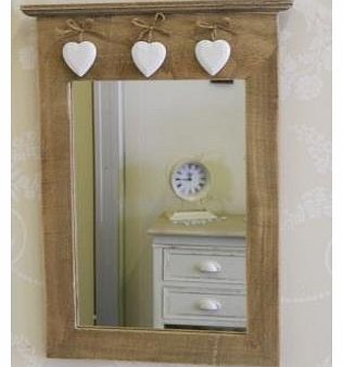 shabby chic & vintage Vintage Mirror with hanging Hearts 25.5 x 40 x 1cm