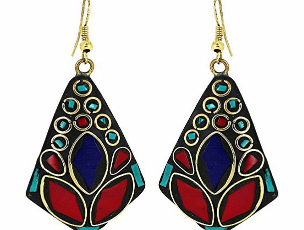 ShalinIndia Colourful Vintage Antique Style Drop Earrings Handmade Fashion Jewellery Indian