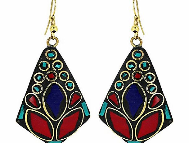 ShalinIndia Colourful Vintage Antique Style Drop Earrings Handmade Fashion Jewellery Indian