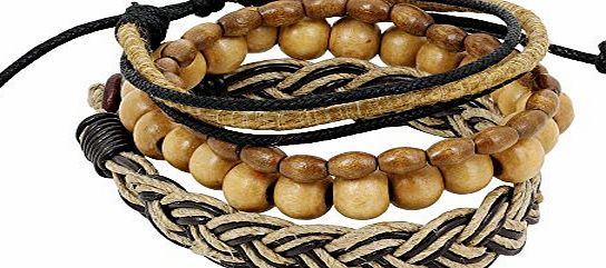 ShalinIndia Indian Leather Rope Brown Bead Bracelet for Men - Layered Wrap Leather Bracelet Handmade Bracelets