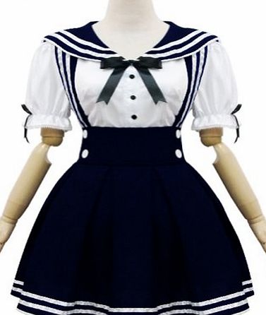 shamina Japan School Uniform Cosplay Costume Anime Girl Maid Sailor Lolita Dress Deep Blue