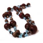 Crystal Blue and Maroon Bead Necklace