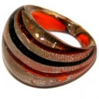 Shared Earth Glass Ring With Gold Red Stripe