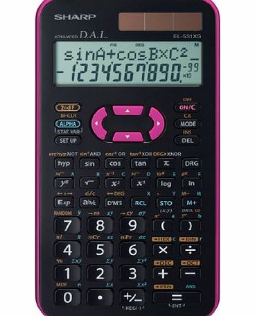 Sharp EL-531 XG-PK Scientific Calculator 2-Line Display Pink TWIN-Power 272 Functions for Grammar/Secondary School