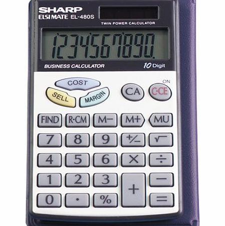 Sharp Electronics UK Ltd EL480SRB Handheld Business Calculator, 10-Digit LCD