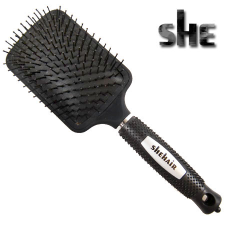 SHE Hair She Black Soft Touch Cushioned Paddle Hair Brush