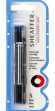 Sheaffer Classic Ink Cartridges, Pack of 5, Blue