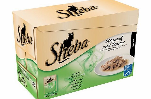 Sheba Cat Food Pouches Mixed Selection in Gravy 12x85g (Pack of 4, Total 48 Pouches)