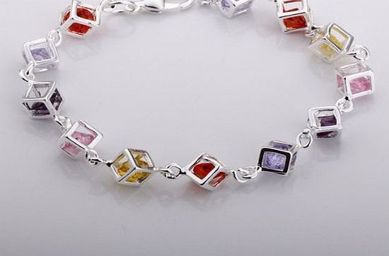 SheClub 925 Colorful Women solid silver Jewelry Bracelet