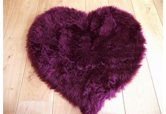 Aubergine Plum Purple Faux Fur Sheepskin Style Rug (75cm x 75cm)