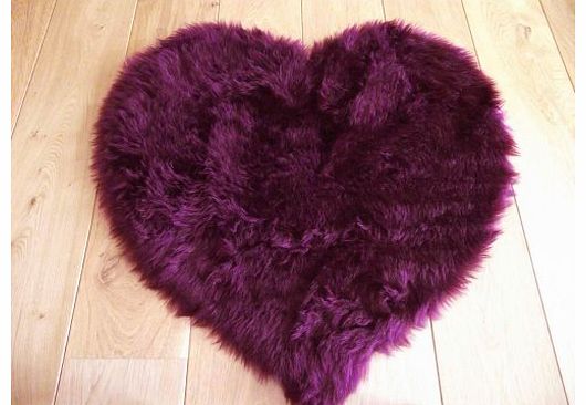 Aubergine Plum Purple Faux Fur Sheepskin Style Rug (75cm x 75cm)