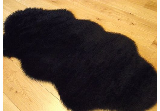 Black Charcoal Faux Fur Sheepskin Style Rug (70cm x 140cm)