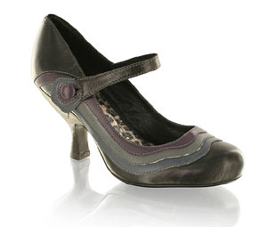 Shellys Mary Jane Court Shoe With Wave Effect