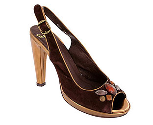 Shellys Sparkly Peep Toe Sandal