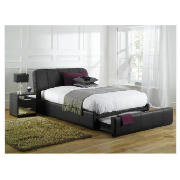 Double Leather Bedstead With End Drawer,