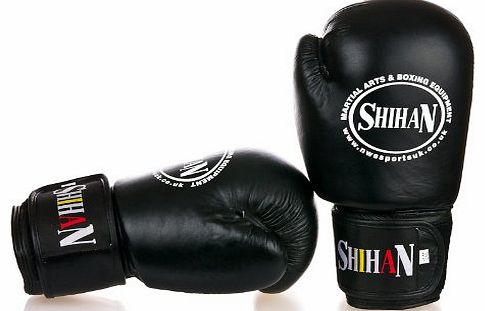 Shihan  Boxing Sparring/Training Gloves BLACK Genuine Cow-Hide Leather 12oz   Free 1 Pair Hand Wraps