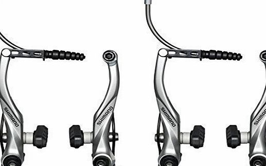 Shimano Alivio T4000 Silver FRONT amp; REAR Bike MTB Hybrid V Brake Set in Silver