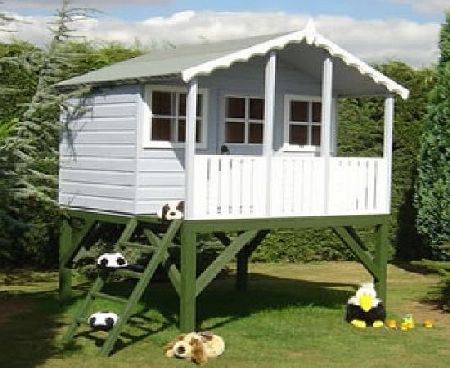 Shire 6ft x 6ft (2m x 2m) Stork Wooden Playhouse Tower Wood Play House Tongue amp; Groove Cladding