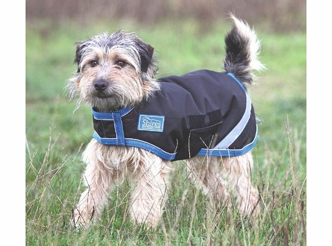 Shires Tempest Waterproof Dog Coat - Black/Turquoise (Small (45cm Back Length))