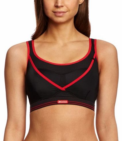 Womens Gym Sports Bra - Black/Red, 36DD
