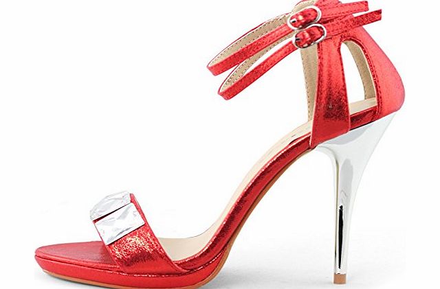 SHOEZY  ladies crystals sexy designer wedding high heels dress sandals shoes red UK 8 EU 41