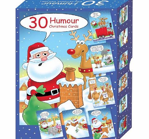 shop inc Pack of 30 Quality Christmas Cards - Assorted Bumper Box of Humour xmas Cards