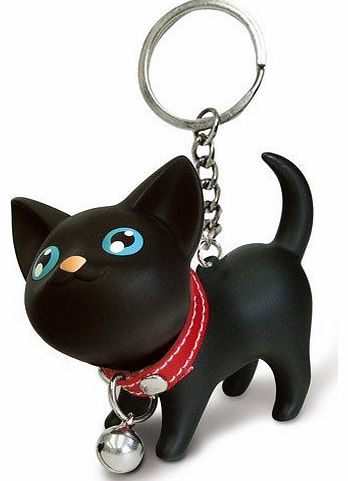 Shop4Jewellery365 TM) Cute Cat Key Chain/Kitten Key Ring/Bag Ornament With Bell-Black