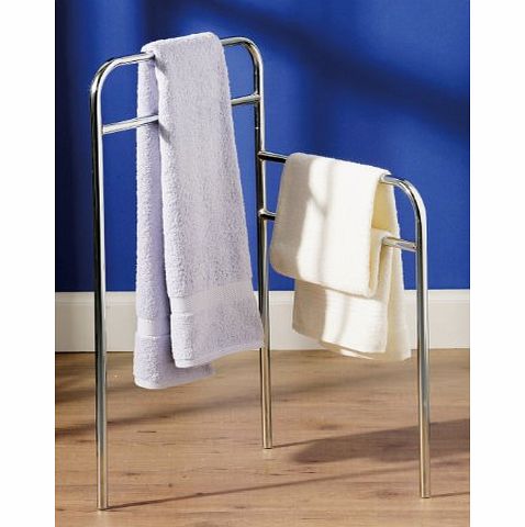 shopinfashion Floor Standing Tubular Bathroom Towel Rail Chrome Frame