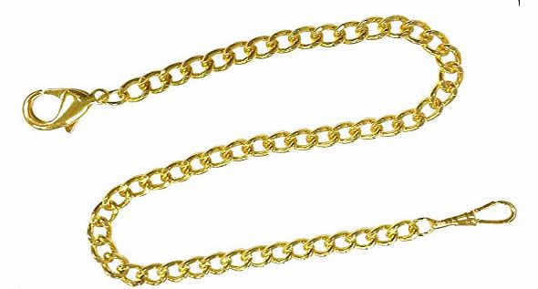 Pocket Watch Chain Gold Tone FOB Curb Link Design 14 inches by ShoppeWatch