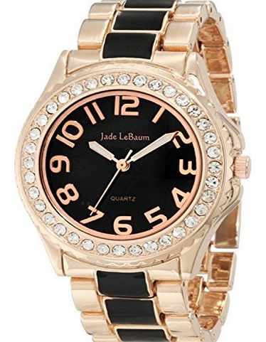 Womens Rose Gold Tone and Black Epoxy Bracelet Watch Designer Inspired Jade LeBaum - JB202745G