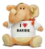 Elephant plush toy with I Love Barbie T-Shirt