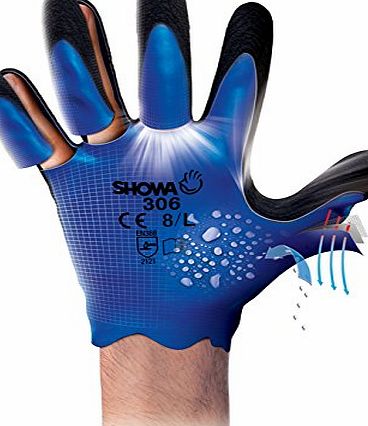 Showa 1 Pair Of Showa 306 Fully Coated Latex Grip Gloves Water repellent Work Wear - Size 9 XL