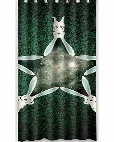 shower curtain Generic Custom Personalized Design Rabbit and Five--Pointed Star Waterproof Polyester Fabric Bathroom Shower Curtain 36`` x 72``