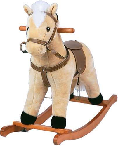 Rocking Horse with Stirrups Beige 46 cm