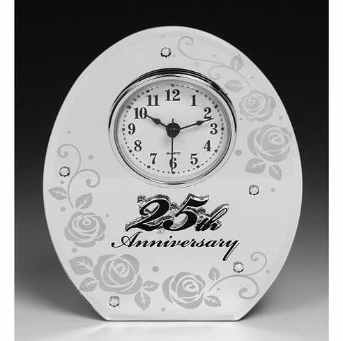 Shudehill Giftware - Mirrored 25th Silver Wedding Anniversary Clock