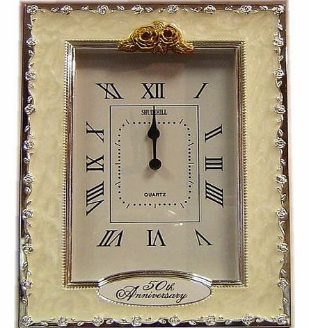 Shudehill Giftware Clocks - 50th Anniversary Golden Wedding Celebration Quartz Table Clock