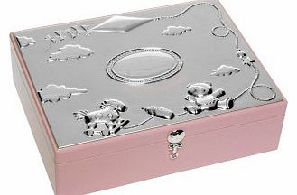 Shudehill Giftware Silver Plated Baby Girls Large Keepsakes Box in Pink