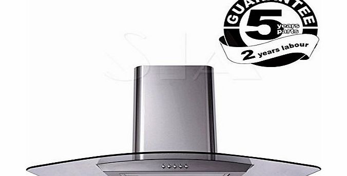 SIA CP101SS 100cm Stainless Steel Curved Glass Cooker Hood Extractor Fan