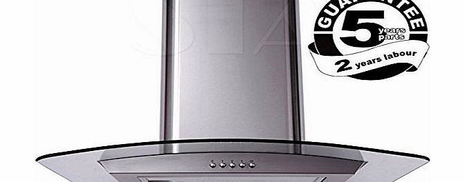 SIA CP71SS 70cm Curved Glass Stainless Steel Cooker Hood Extractor
