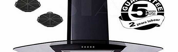 SIA CP91BL 90cm Curved Glass Black Cooker Hood Extractor Filters
