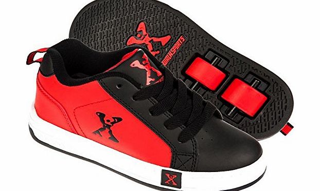 Sidewalk Kids Sport Lane Roller Skate Shoes Boys Lace Up Wheels Footwear New Black/Red 2
