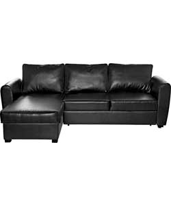 Corner Leather Effect Sofa Bed with
