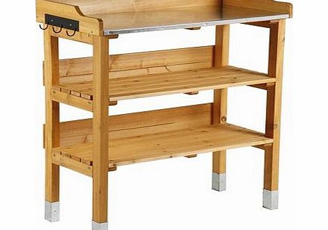 SIENAGARDG Siena Garden 605599 Planting Table Pine Wood with Zinc-Plated Worktop 76 x 37 x 89 cm Brown