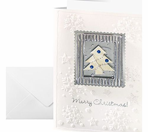 A6/ A5 Handmade Cardboard Christmas Cards with Silver Tree Blind Embossing (20 Pieces)